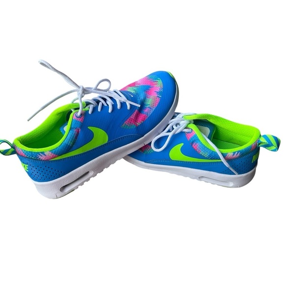 Nike Air Max Thea Print (Kids), Phat Blue/Electric Green-White-Pink Blast 5.5Y - Picture 4 of 10